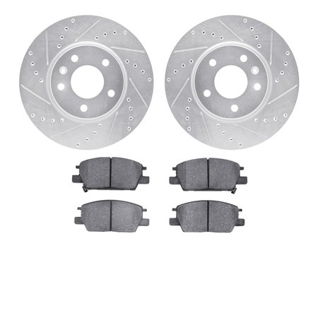 DYNAMIC FRICTION CO 7502-45033, Rotors-Drilled and Slotted-Silver with 5000 Advanced Brake Pads, Zinc Coated 7502-45033